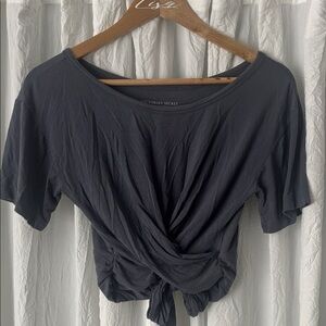 Victoria's Secret Charcoal Twist-Front Tie Back Tee